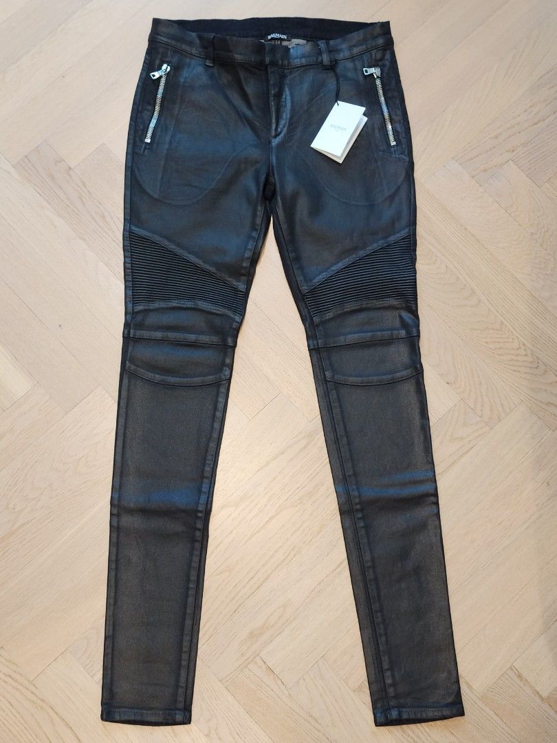 Balmain waxed jeans store
