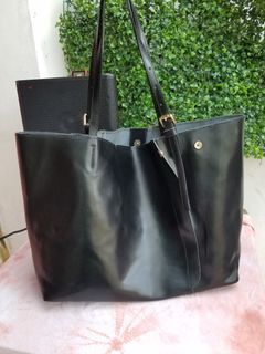 BLACK large Tote Leather Bag