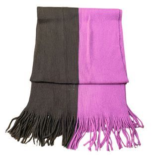 brown pink knitted scarf with tassles