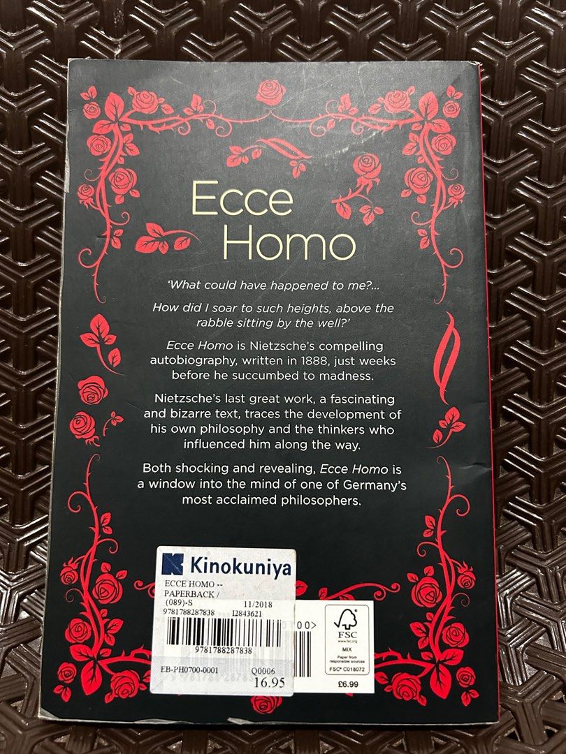 Ecce Homo by Friedrich Nietzsche (Category: Storybooks) located in Las Pinas. Submitted by blessieh (Listing ID 1305261148, Image 2). Description: Orig Price: 730 Can ship from Las Piñas or Timog QC MOD: Lalamove/Grab or LBC MOP: Gcash or BPI Buyer must first pay for the item before it can be scheduled for shipping. Thanks! .