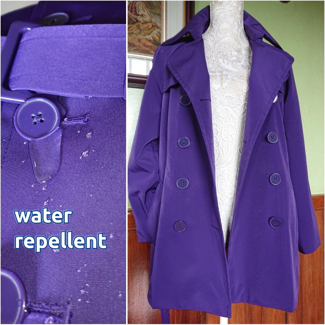 FOG by LONDON FOG SIZE M TRENCH COAT DARK PURPLE VIOLET WATER REPELLENT