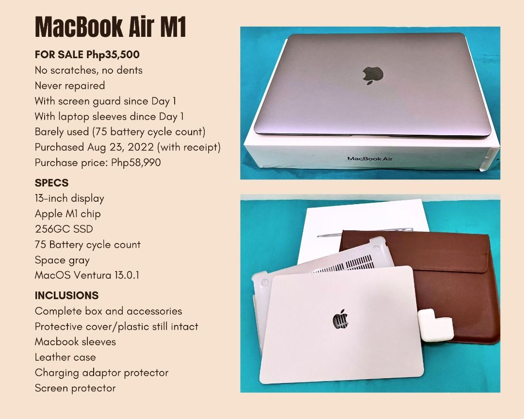 FOR SALE Apple Macbook Air M1, Computers & Tech, Laptops & Notebooks on ...