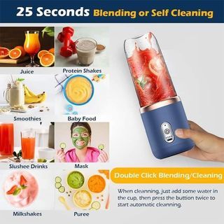￼Fruit Juicer Portable Electric Blender Rechargeable Juicer Cup USB Wireless Automatic Mini Squeezer