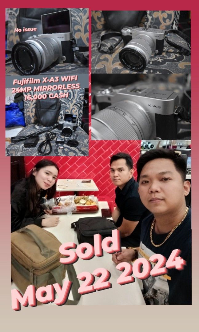 Fujifilm X-A3 Mirrorless Camera (Category: Cameras) located in Caloocan City. Submitted by mr.carlo_dslr_laptop (Listing ID 1303656180, Image 1). Description: Fujifim X-A3 Mirrorless Wifi 24megapixel Camera Ready to Use for Photoshoot and For Vlogging to Yourself 19,000 CASH 16k Pesos 19k na pera 19k Only 19k Godbless No isssue Good Condition Complete set Ready to use Meet up - Shipping LBC - Delivery Lalamove! Presentable Unit No Defects For Sal