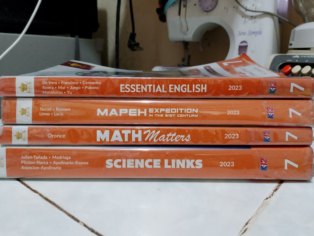 GRADE 7 TEXTBOOKS 2023 edition by REX Publishing (Category: Textbooks) located in Taytay. Submitted by beas_stuff (Listing ID 1305132212, Image 1). Description: Grade 7 TExtbooks 2023 edition. with thick plastic cover. Just text 0950-9858348 if interested . Thanks.. Essential English - 350 Math Matters- SOLD MAPEH Expedition - SOLD Science Links -500.