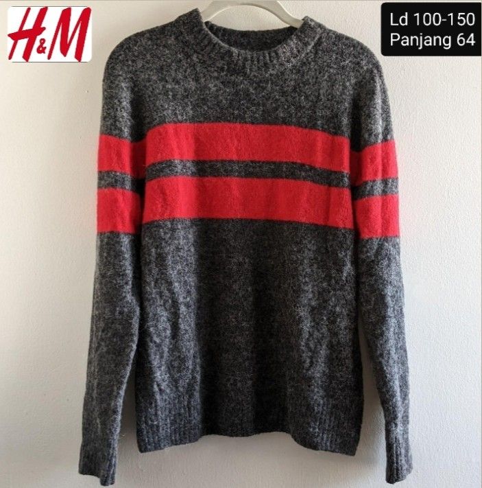 H M X David Beckham Sweater Stripe Fesyen Pria Pakaian Atasan di Carousell