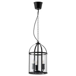 IKEA GALJON (Unused) Pendant lamp, black/clear glass, 25 cm (10 ")