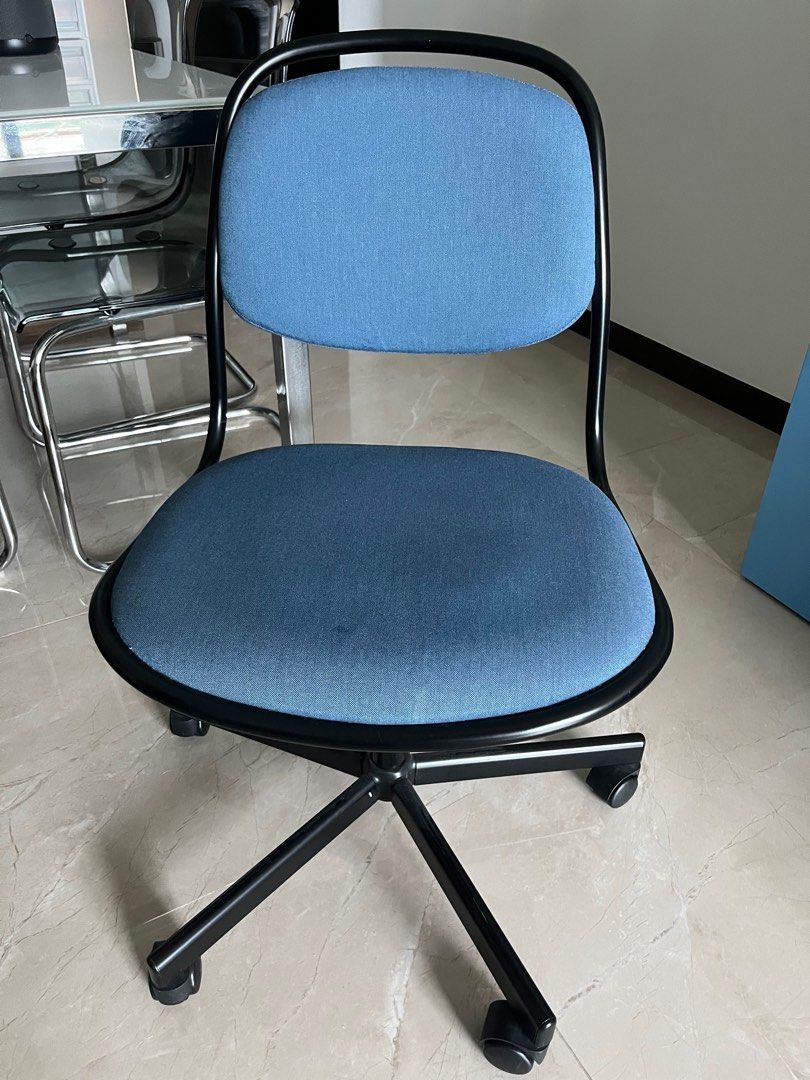 IKEA ORFJALL Swivel chair black Vissle dark blue Furniture Home Living Furniture Chairs on Carousell