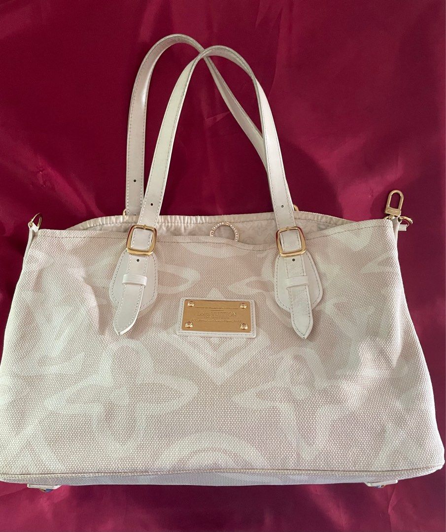 LV Tahitienne Cabas Monogram Cotton Handbag Luxury Bags Wallets on Carousell