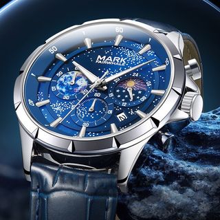 Mark Fairwhale 男女款星空手錶 （藍面藍色鱷魚紋真皮帶）64220932684163110