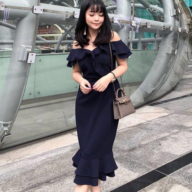 MDS FLOUNCE MERMAID DRESS