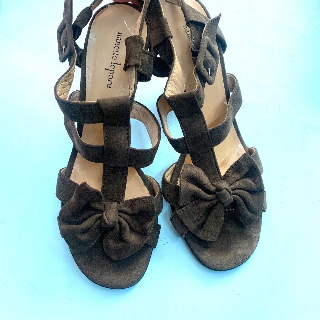 Nanette Lepore Brown Heels Ribbon Italy Women s Fashion Footwear Heels on Carousell