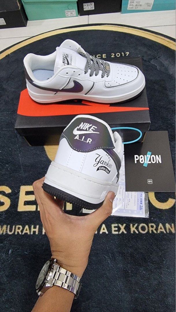 Nike Air Force 1 Nyc Yankees White Black Reflection Size 41 42 43 44 45 RM85.00 Sahaja Men s Fashion Footwear Sneakers on Carousell