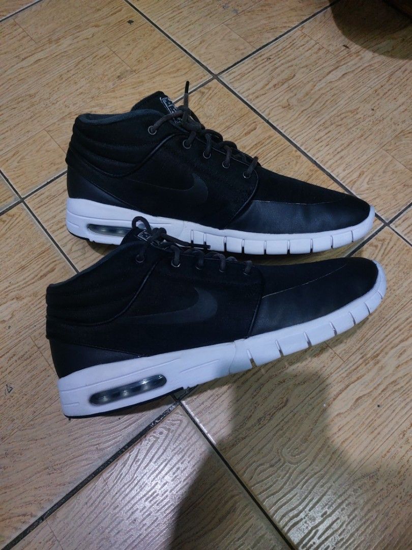 nike sb stefan janoski max mid black & white shoes
