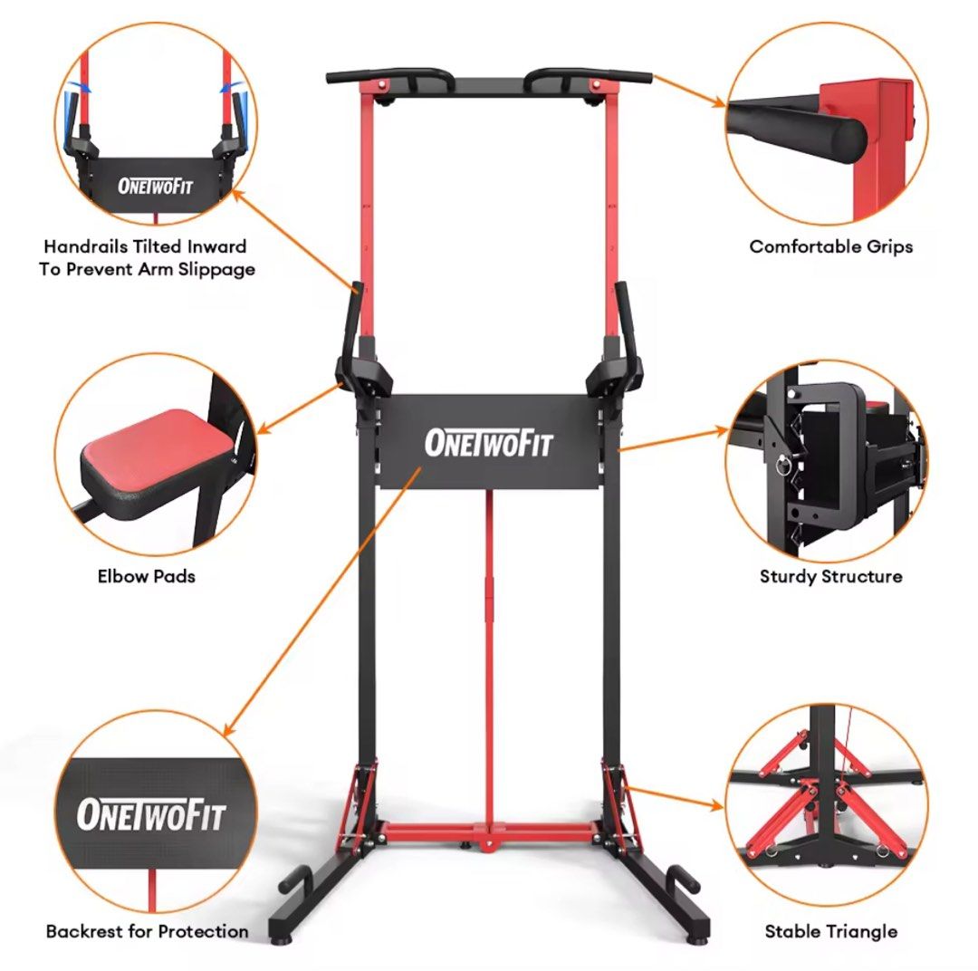 OneTwoFit Foldable Pull Up Bar Multifunctional 6 Levels Adjustable Height Pull Up Bar Rack Sports Equipment Exercise Fitness Cardio Fitness Machines on Carousell