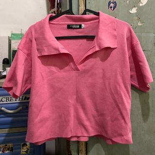 GTW Urban Pink Oversized Crop Polo