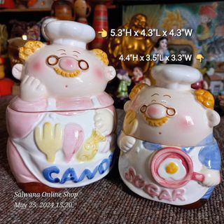 PORCELAIN CUTE JAPANESE CHEF COOKIE JAR / CANISTER • SOLD PER PIECE