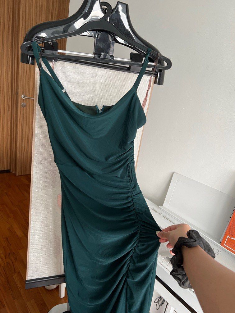 sachin and babi light blue dress Womens V Neck Sleeveless Ruched Drawstring Slip Dress Evening Casual Midi  Dress main image 0