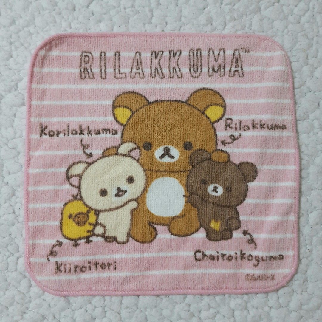 Rilakkuma Face Towels (Category: Bath) located in Tuguegarao City. Submitted by thriftedtreasures101.1 (Listing ID 1305153632, Image 3). Description: Bundle sale. Fixed price. Rilakkuma face towels. Authentic, slightly used, in good condition. May show usual signs of age, usage and storage. Size: Brown 12" x 12" Yellow/Blue/Pink 8" x 8" MOP: GCash Courier: J&T Location: Cagayan Valley #vintagefacetowel #brandedfacetowel #gymaccessories #activewea