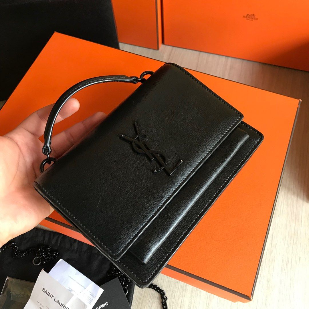 Saint Lauren YSL Sunset Mono Chain Black Crossbody Cuir Bag Luxury Bags Wallets on Carousell