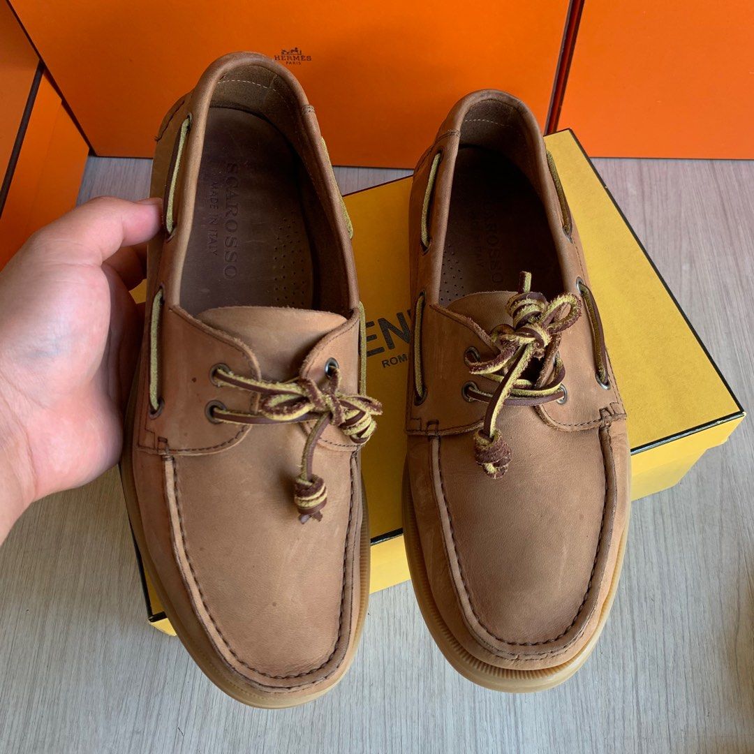 Scarosso Jude boat shoes 42 1/2 (28cm), Fesyen Pria, Sepatu
