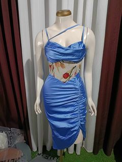 SHEIN blue silk corset dress