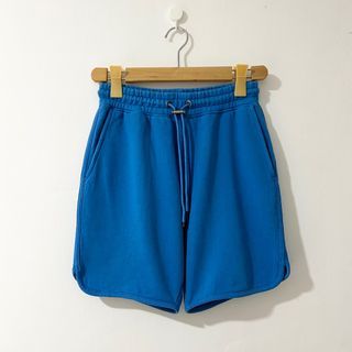 SIMONS DJAB VISION Blue Drawstring Cotton Blend Relaxed Lounge Fleece Bermuda Shorts