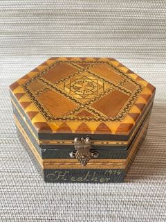 Spanish Vintage Wooden Inlaid Marquetry Jewelry Chest Box