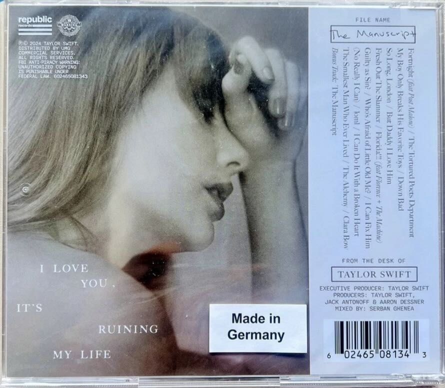 Taylor Swift TTPD The Manuscript Deluxe CD SEALED Taylor