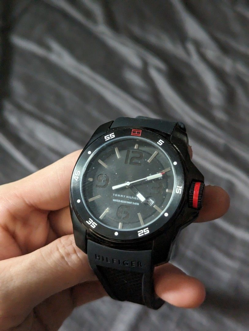 Tommy Hilfiger men s black watch analog with date 1790708