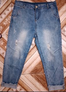 Ukay Tattered High Waist Denim Pants Jeans Plus Size