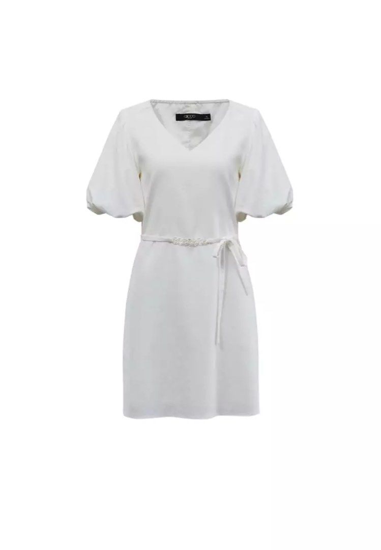 U.P. 119 G2000 Veronica Jacquard Puff Sleeves Shift Dress with Chain Belt Women s Fashion Dresses Sets Dresses on Carousell