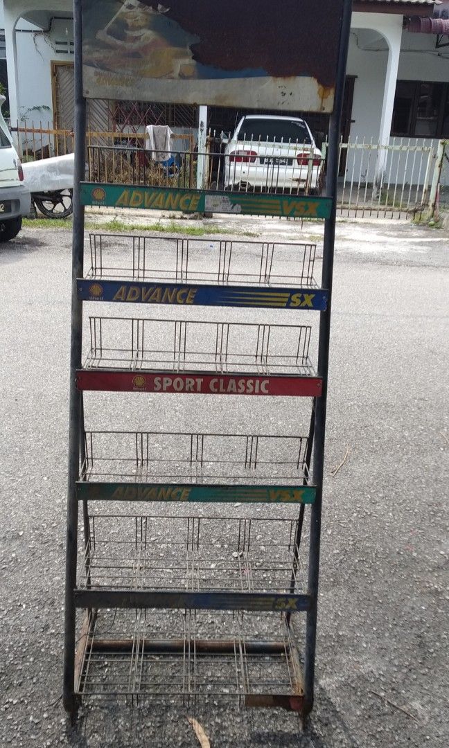 Shell Oil Display Rack Vintage Shell lubricant display rack, Furniture & Home Living, Home ...