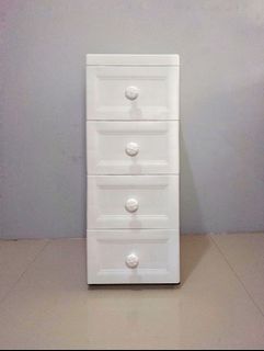 White Plastic 4-Layer Desk Cabinet Storage Drawer Container