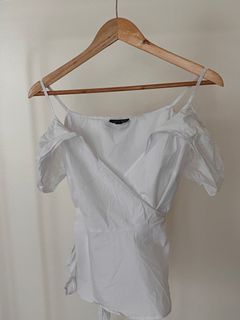 White tie up sleeveless off-shoulder top topshop