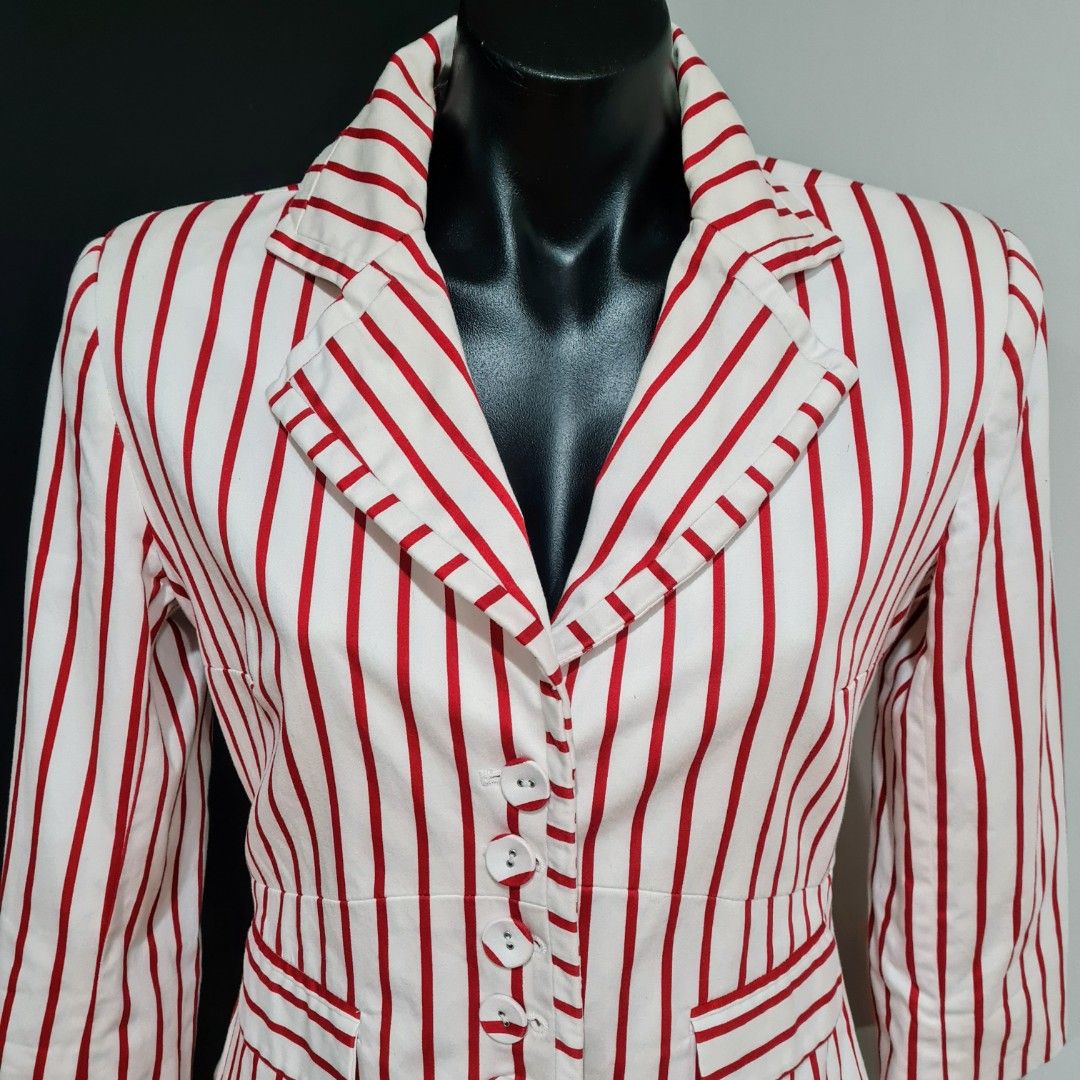 Women s size 10 RIVETTE BLAIR Gorgeous red white striped blazer jacket EUC Women s Fashion Clothes on Carousell
