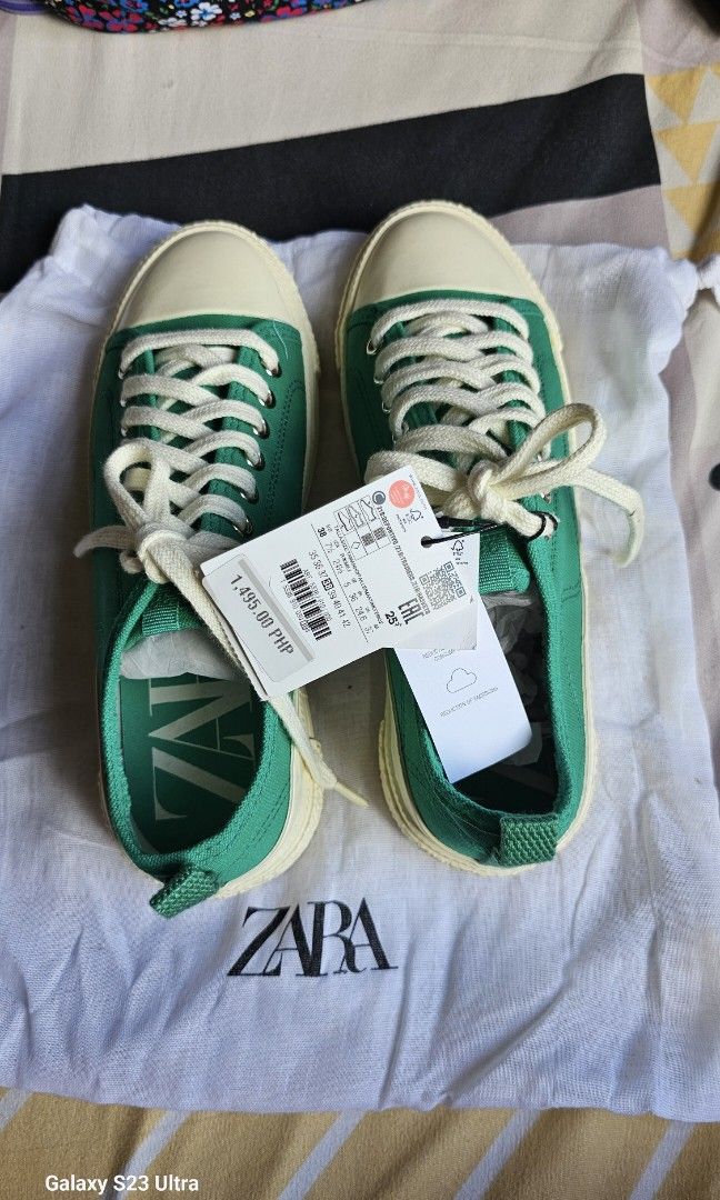 Zara green sneakers brand new size 8 Women s Fashion Footwear Sneakers on Carousell