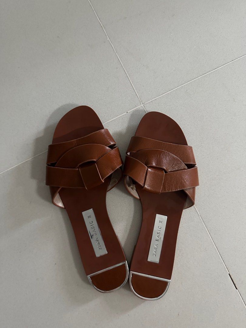 Zara leather slippers 2025