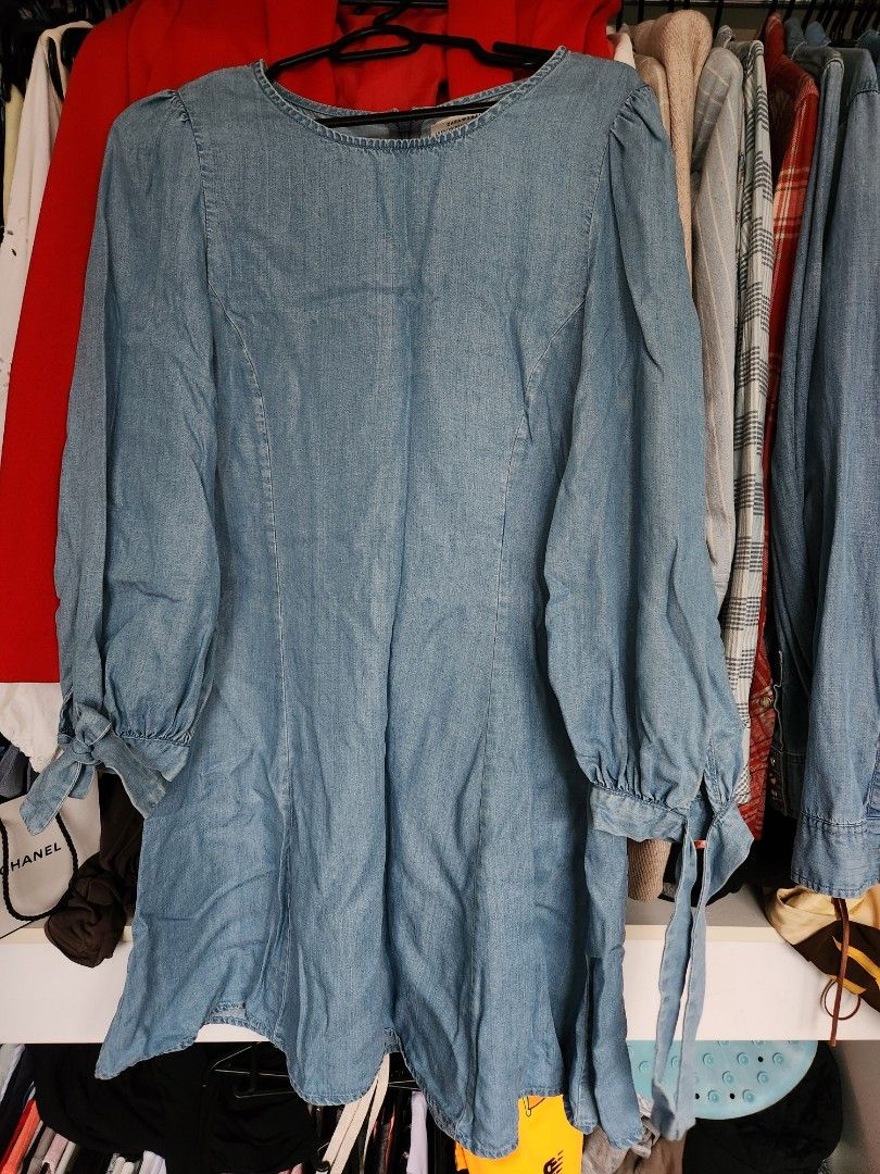 Zara nt denim puffy sleeves skate dress for UK 6 UK 8 Women s Fashion Dresses Sets Dresses on Carousell