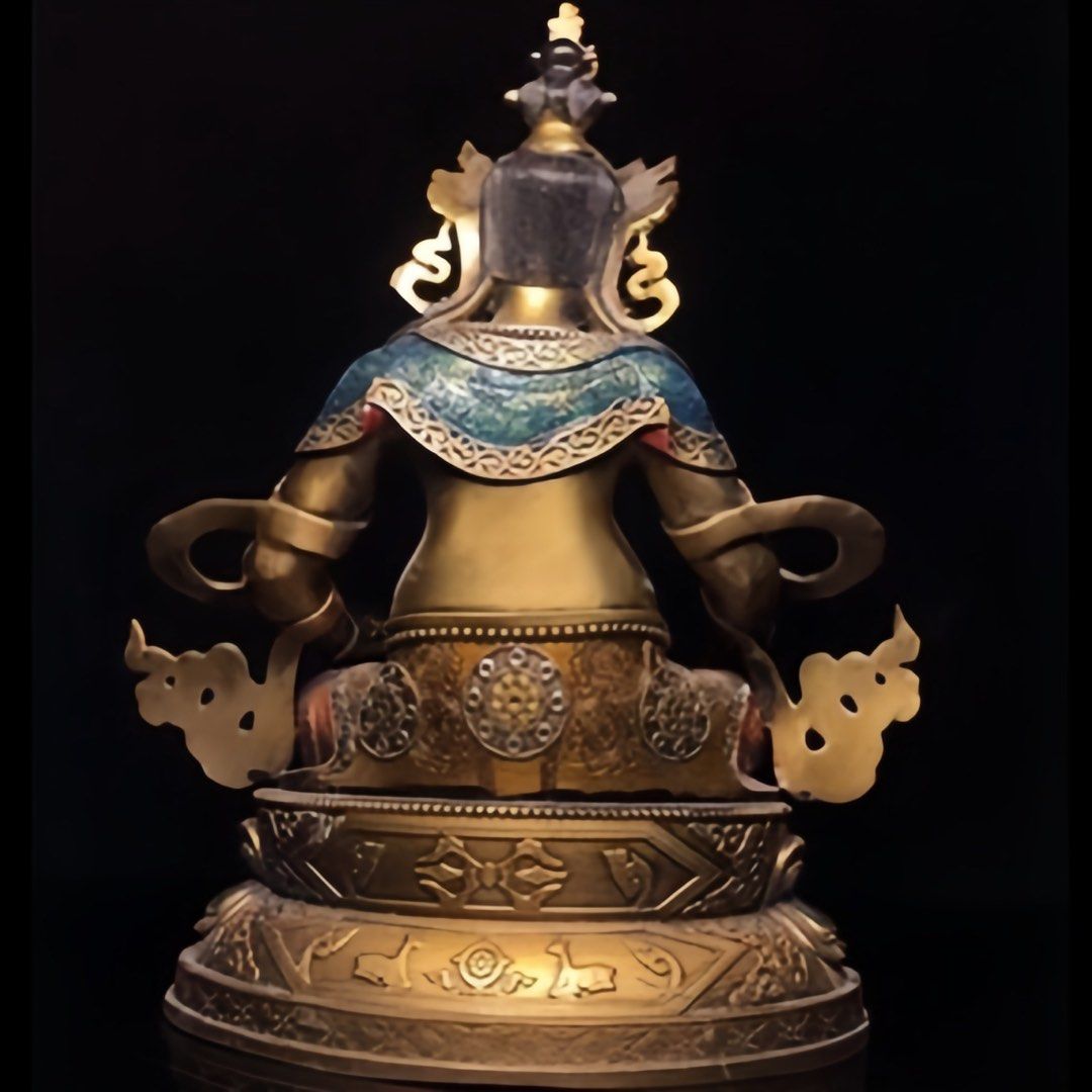 出清結緣30cm西藏老佛像‼️藏傳佛教-純銅手工鏨刻敲型彩繪30cm