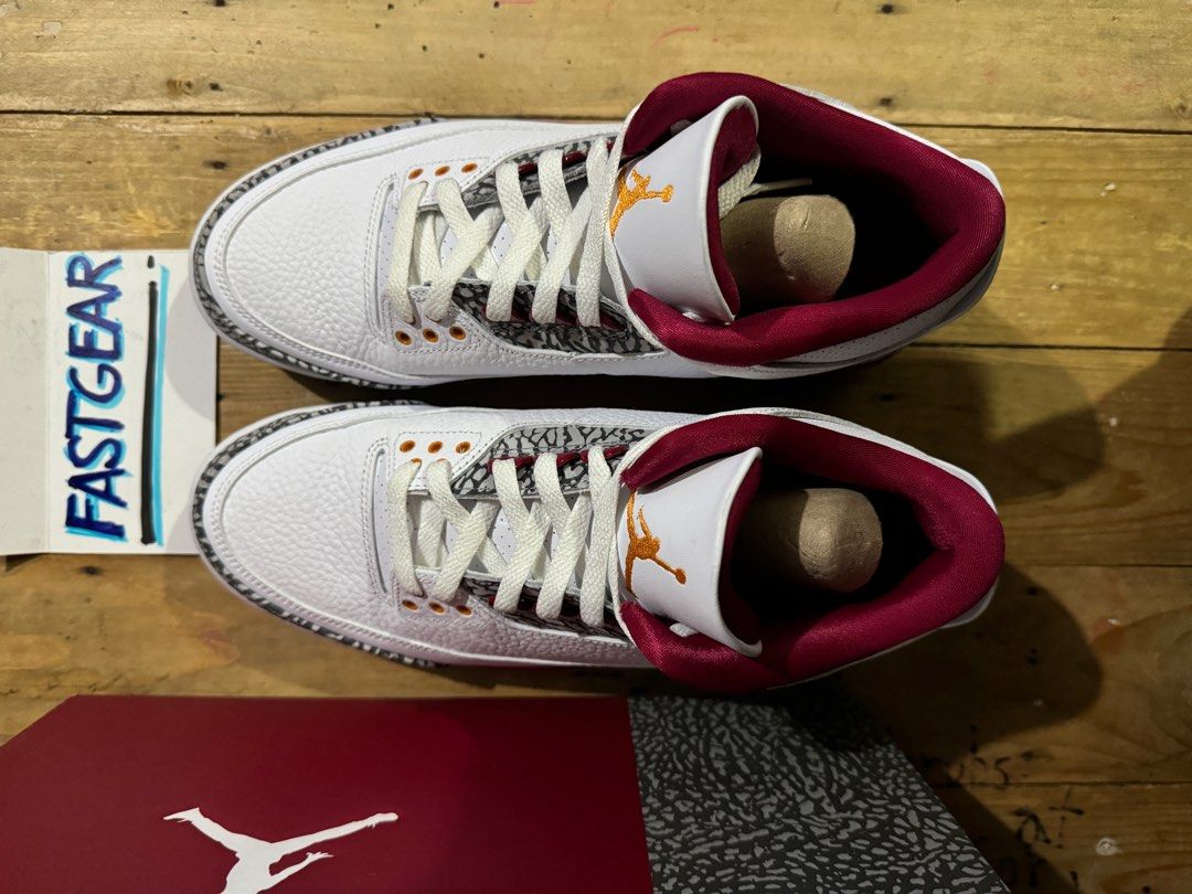 Air Jordan 3 Retro Cardinal (Category: Sneakers) located in Manila. Submitted by fastgear (Listing ID 1305448037, Image 2). Description: Air Jordan 3 Retro Cardinal Red Size: US 10 (mens) Condition: PADS, Used only once Box is also like new RFS: Downsizing my collection Payment: Meet-up, Gcash or Bank Transfer Meet up in QC and CAMANAVA preferably in SM North and SM Grand Central Size: EU 44 / UK 9 / US 10.