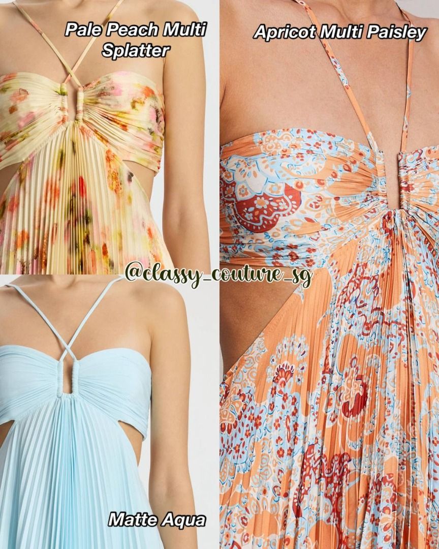 ALC Moira Halter Maxi Dress in Pale Peach Multi Splatter Matte