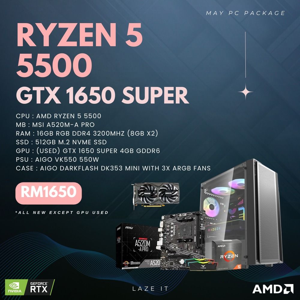 AMD RYZEN 5 GTX 1650 SUPER GAMING PC PROMO