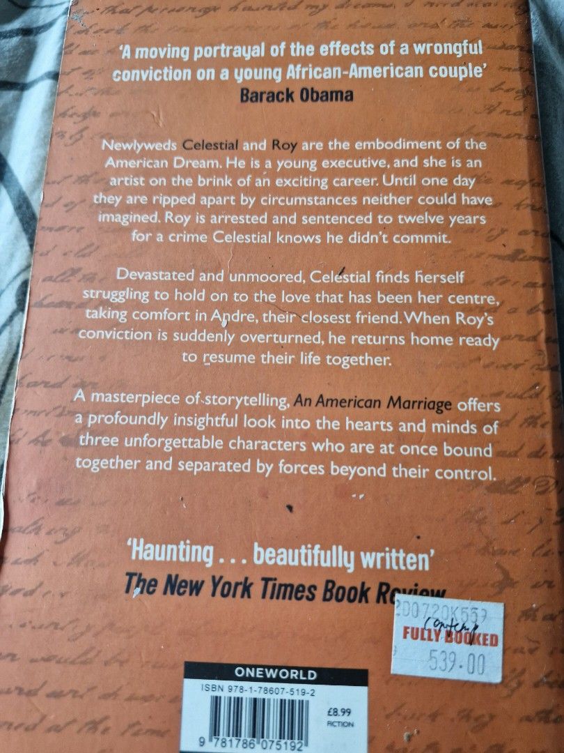An American Marriage (Category: Storybooks) located in Mandaluyong City. Submitted by chona_gg_299 (Listing ID 1305329904, Image 2). Description: An international bestseller recommended by no less than Barack Obama.