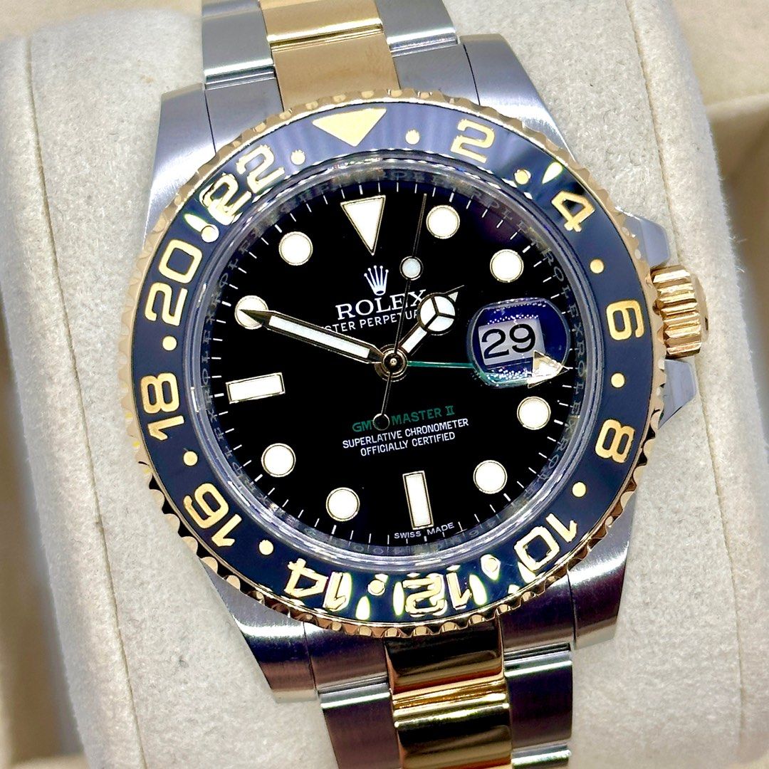 BEST 2018 Rolex GMT MASTER II Half Gold Black 116713ln 126613lb 126613LN 116613lb 116613ln We Sell Buy Trade Hublot Rolex Audemars Piguet