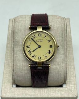 Cartier Must De Cartier Vermeil 925 Argent Plaque or G 20 M Swiss Ladies Watch