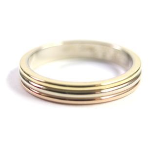 Cartier Three Gold 750 K18 Ring Yellow Gold Pink Gold White Gold 59 (No. 19)