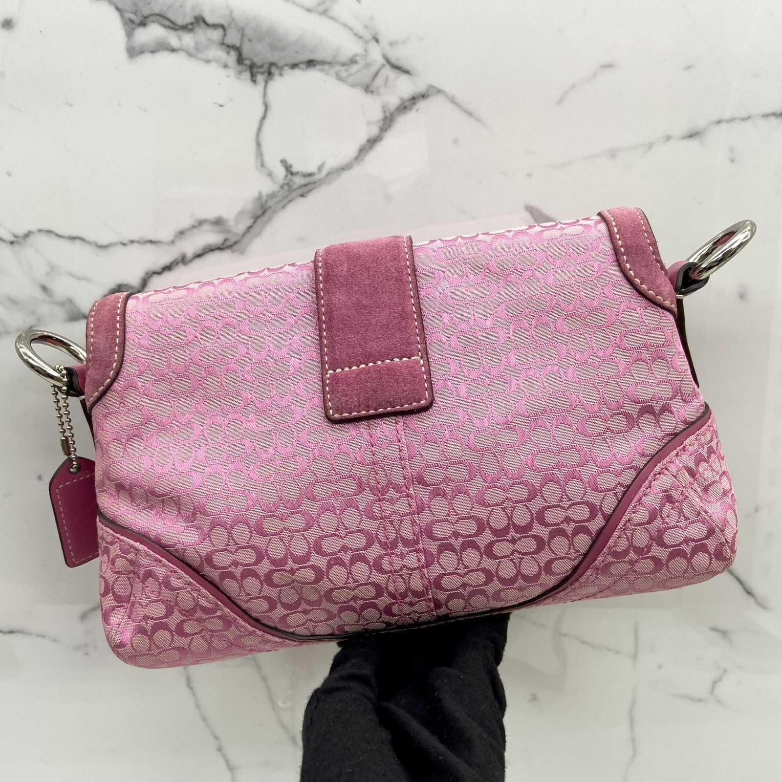 COACH 1466 PINK CANVAS SUEDE MESSENGER SHOULDER BAG 247022846 GI