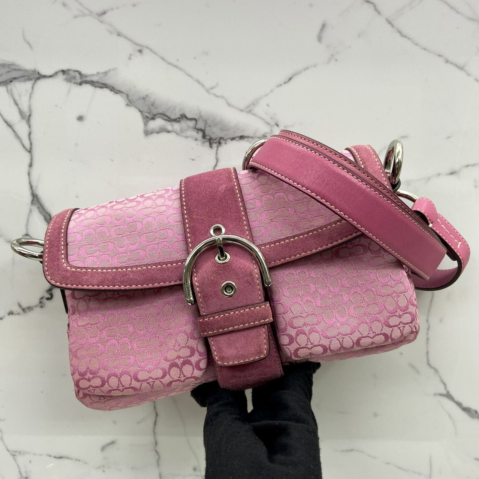 【GWSALE】COACHバッグ COACH 1466 PINK CANVAS SUEDE MESSENGER SHOULDER BAG 247022846 GI