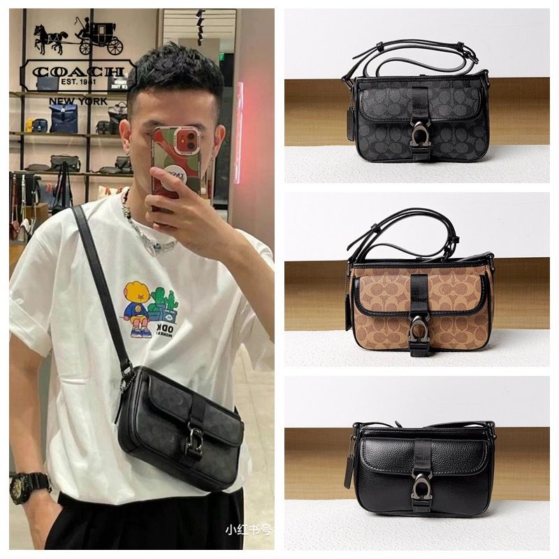 Men's coach leather sling bag best sale